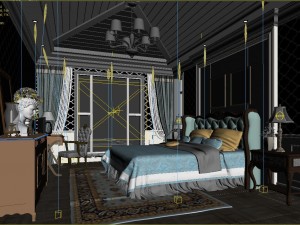stylish bedroom complete 45 3D मॉडल