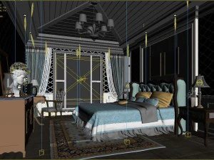 stylish bedroom complete 45 3D Model