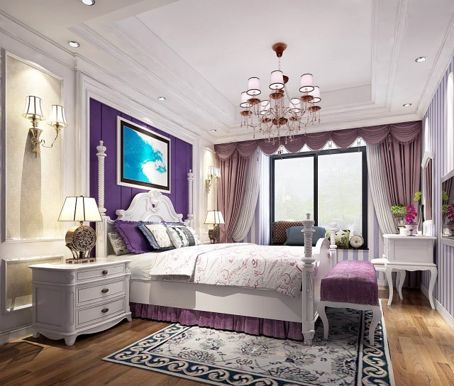 stylish bedroom complete 46 Modelo 3D .c4d .max .obj .3ds .fbx .stl .blend 