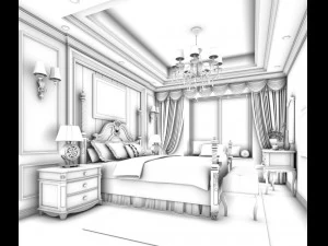 stylish bedroom complete 46 3D Model