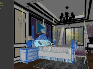 stylish bedroom complete 46 3D Model