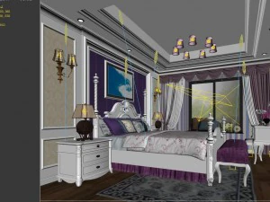 stylish bedroom complete 46 3D Model