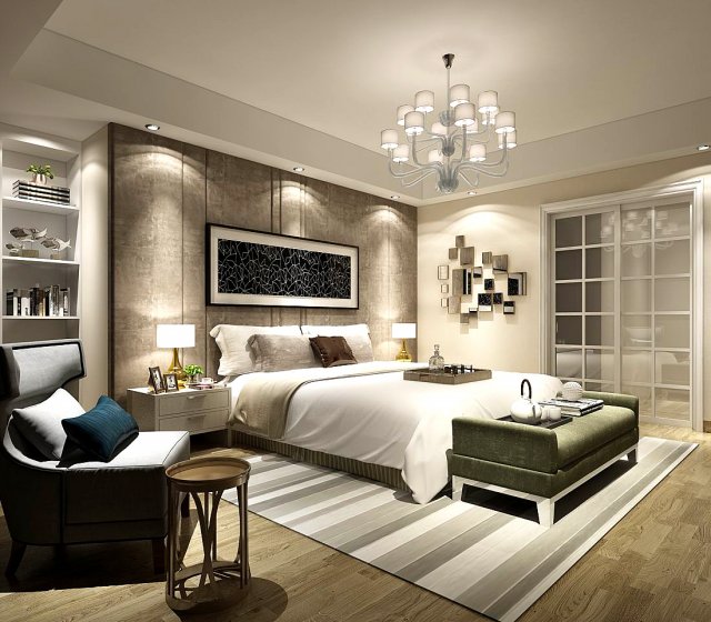 stylish bedroom complete 47 Modèle 3D .c4d .max .obj .3ds .fbx .stl .blend 