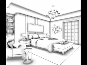stylish bedroom complete 47 Modèle 3D
