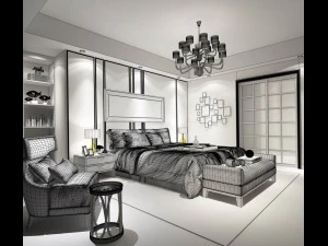 stylish bedroom complete 47 3D Model