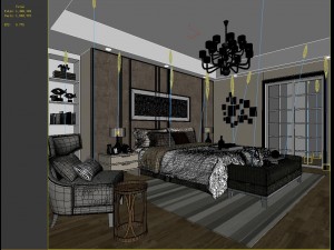stylish bedroom complete 47 Modèle 3D