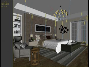 stylish bedroom complete 47 3D Model