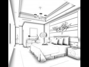 stylish bedroom complete 48 Modello 3D