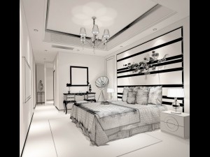 stylish bedroom complete 48 Modello 3D