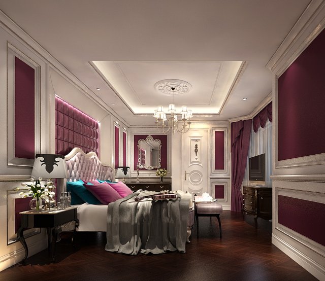 stylish bedroom complete 49 3D Модель .c4d .max .obj .3ds .fbx .stl .blend 