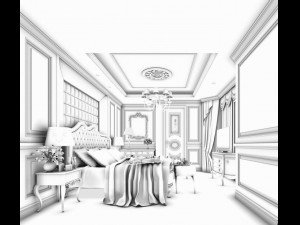 stylish bedroom complete 49 3D Модель