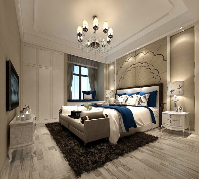 stylish bedroom complete 51 3D Modell .c4d .max .obj .3ds .fbx .stl .blend