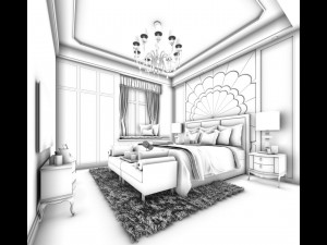 stylish bedroom complete 51 3D Modell