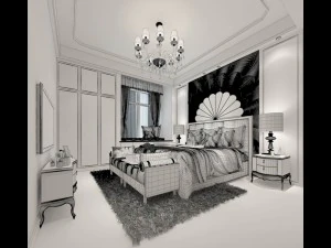 stylish bedroom complete 51 3D Model