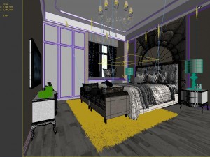 stylish bedroom complete 51 3D Modell
