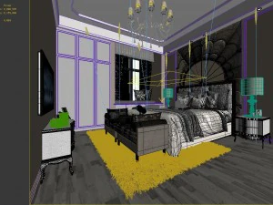 stylish bedroom complete 51 3D Model