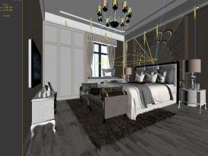 stylish bedroom complete 51 3D Modell