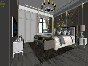 stylish bedroom complete 51 3D Model
