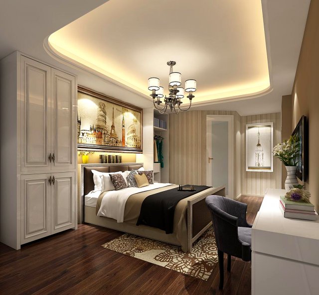stylish bedroom complete 52 Modelo 3D .c4d .max .obj .3ds .fbx .stl .blend 