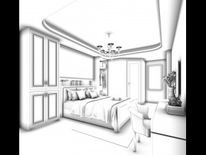 stylish bedroom complete 52 Modelo 3D