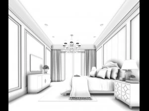 stylish bedroom complete 53 3D Model