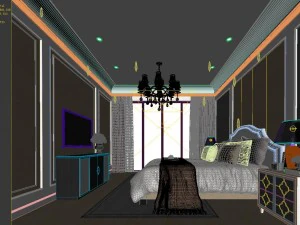 stylish bedroom complete 53 3D Model
