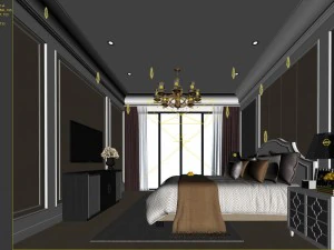 stylish bedroom complete 53 3D Model