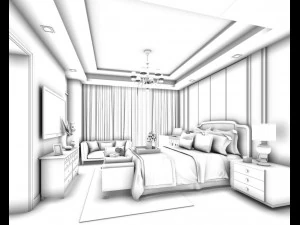 stylish bedroom complete 54 3D Model