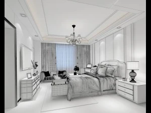 stylish bedroom complete 54 3D Model