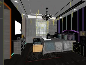 stylish bedroom complete 54 3D Model