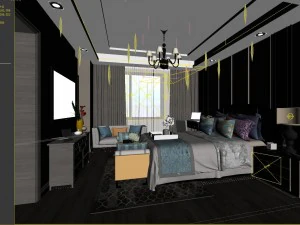 stylish bedroom complete 54 3D Model