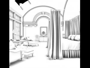 stylish bedroom complete 55 3D Model