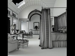 stylish bedroom complete 55 3D Model