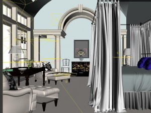 stylish bedroom complete 55 Modello 3D