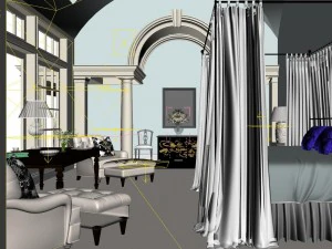 stylish bedroom complete 55 3D Model