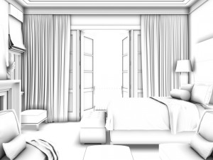 stylish bedroom complete 56 3D Model