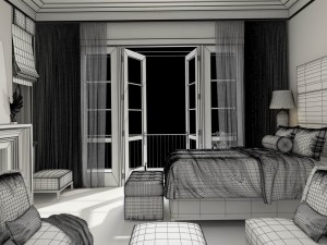 stylish bedroom complete 56 3D Model