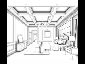stylish bedroom complete 57 3D Model