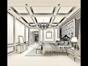 stylish bedroom complete 57 3D Model