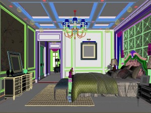 stylish bedroom complete 57 3D Model