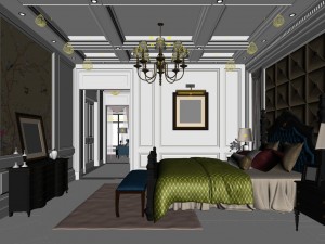 stylish bedroom complete 57 3D Model