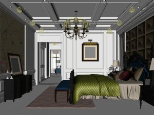 stylish bedroom complete 57 3D Model
