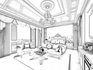 stylish bedroom complete 58 3D Model