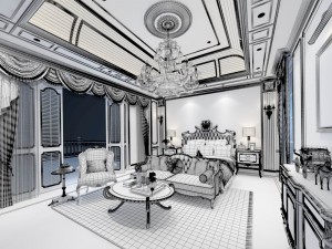 stylish bedroom complete 58 3D-Modell