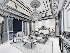 stylish bedroom complete 58 3D Model