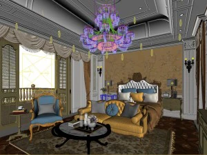 stylish bedroom complete 58 3D Model