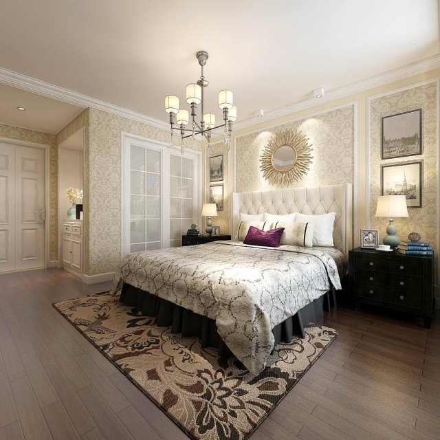 stylish bedroom complete 59 3D Модель .c4d .max .obj .3ds .fbx .stl .blend 