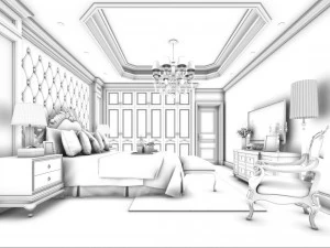 stylish bedroom complete 60 3D Model