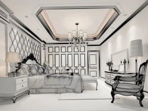 stylish bedroom complete 60 3D Model