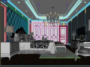 stylish bedroom complete 60 3D Model